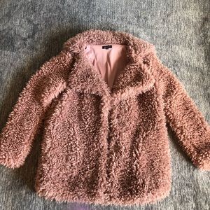 Light Pink Teddy Jacket Faux Fur Fuzzy Coat